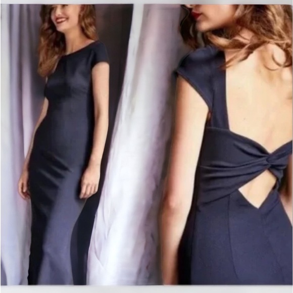 New Katie May BHLDN Madison 14, 16, 20 Blue Bow Back Long Bridesmaid Maxi Gown - Picture 8 of 11